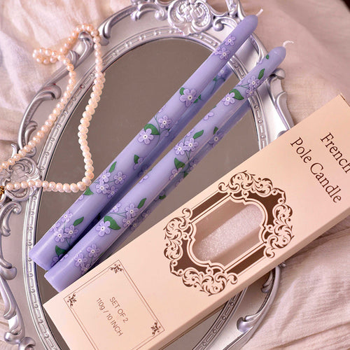 25cm Printed Long-Stem Candles - European-Style, Romantic for Candlelit Dinners, Weddings, Festivals & Home Use, Smoke-Free