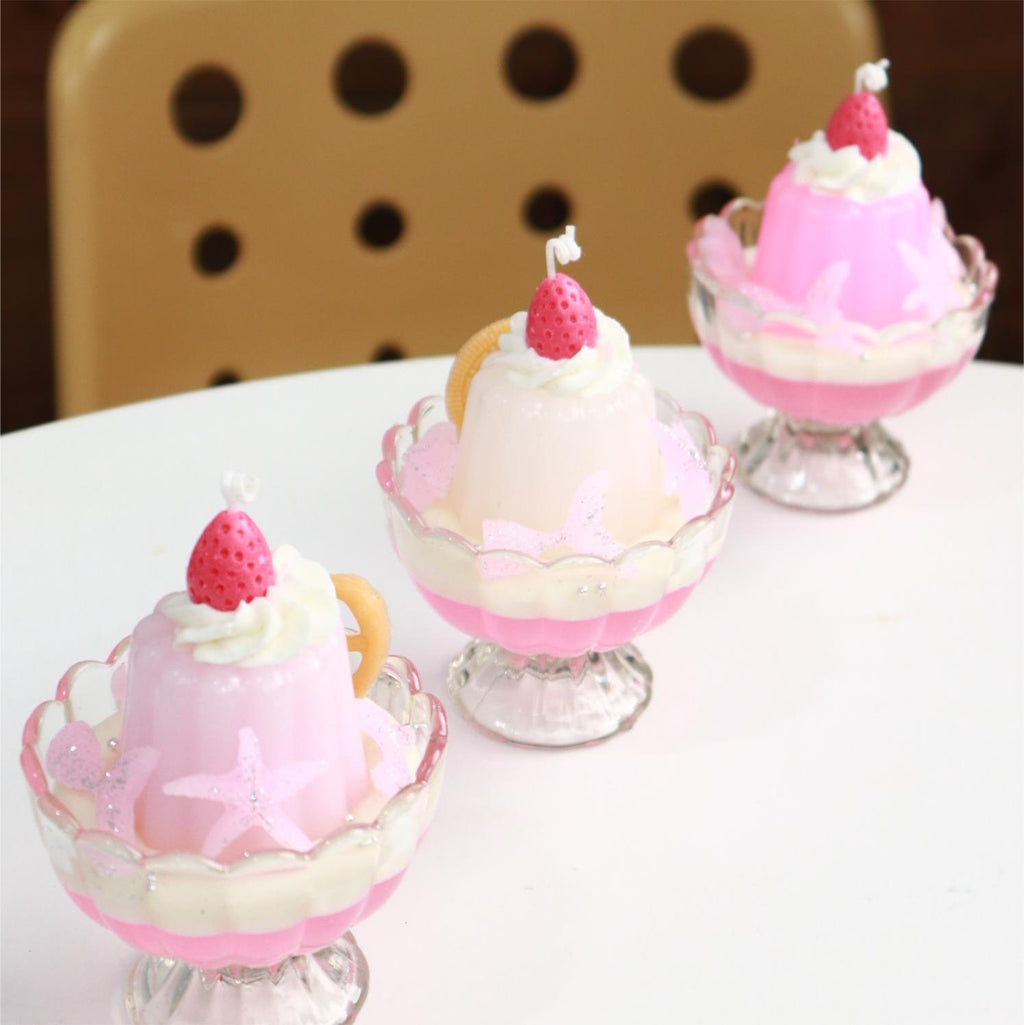 New Product: Pudding Cup Scented Candle Cake with Strawberry Decoration, Handmade Gift for Girlfriends/Best Friends on Birthdays