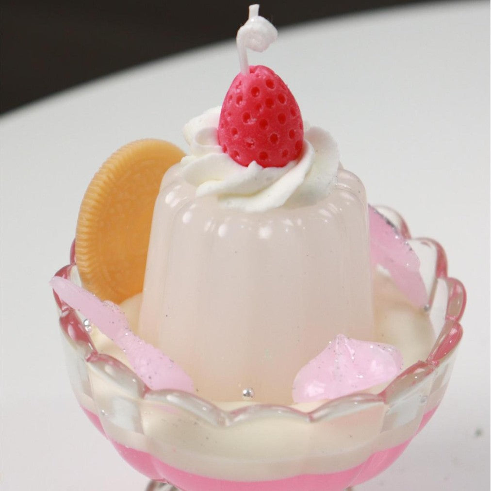New Product: Pudding Cup Scented Candle Cake with Strawberry Decoration, Handmade Gift for Girlfriends/Best Friends on Birthdays